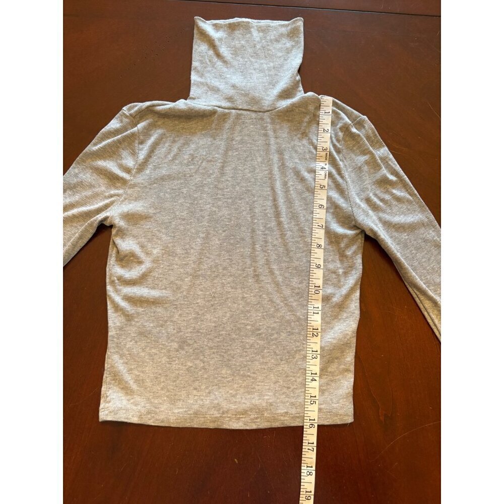 Sunday Best Ribbed Modal Turtleneck Long Sleeve Casual Top in Gray Size XS - Picture 8 of 10